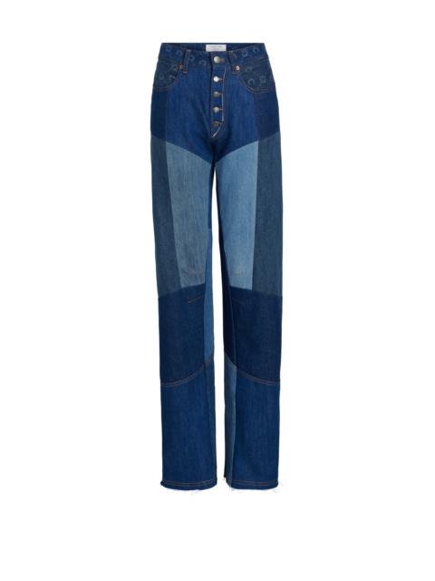 Regenerated Denim Moonogram Wide Leg Trousers