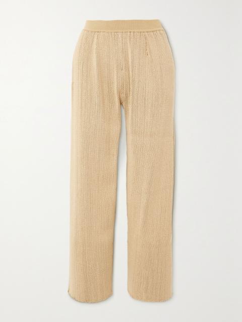 Loro Piana Cala Matano cropped silk and cotton-blend pants Tan