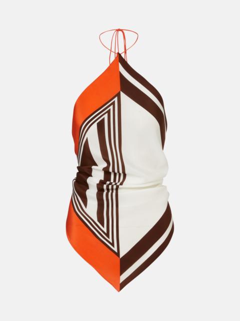 SIR. Destino striped halterneck silk top