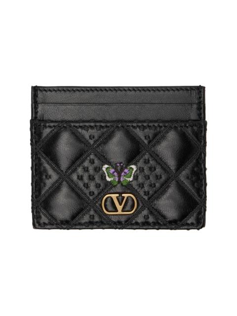 Valentino Black Flutterby Shiny Nappa Butterfly Card Holder