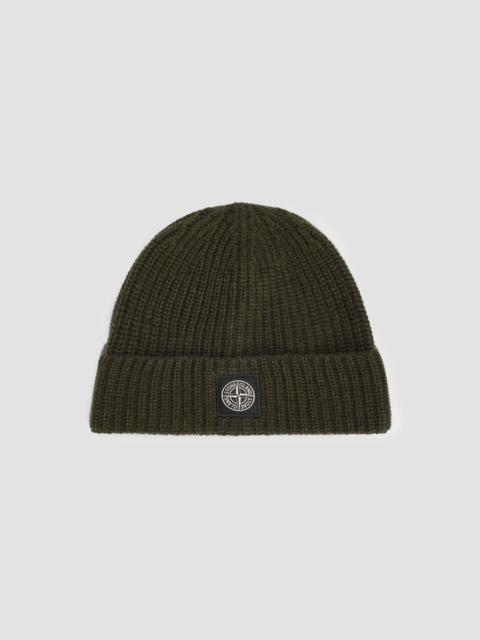 Stone Island Men's Rib-Knit Wool Beanie - Military Green Melange