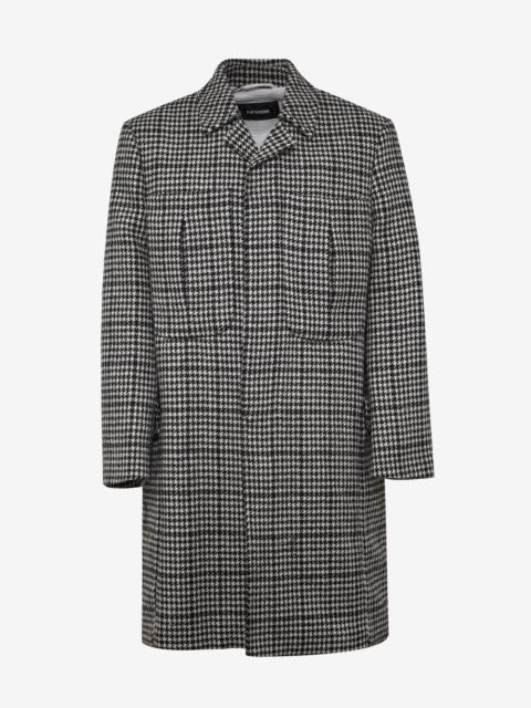 Houndstooth Check Wool Coat