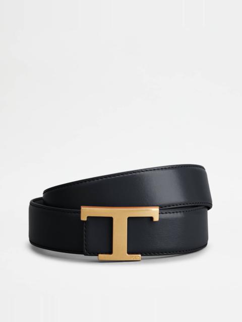 Tod's T TIMELESS REVERSIBLE BELT IN LEATHER - BLUE, BLACK