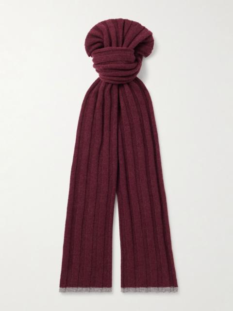 Brunello Cucinelli Ribbed Cashmere Scarf Burgundy