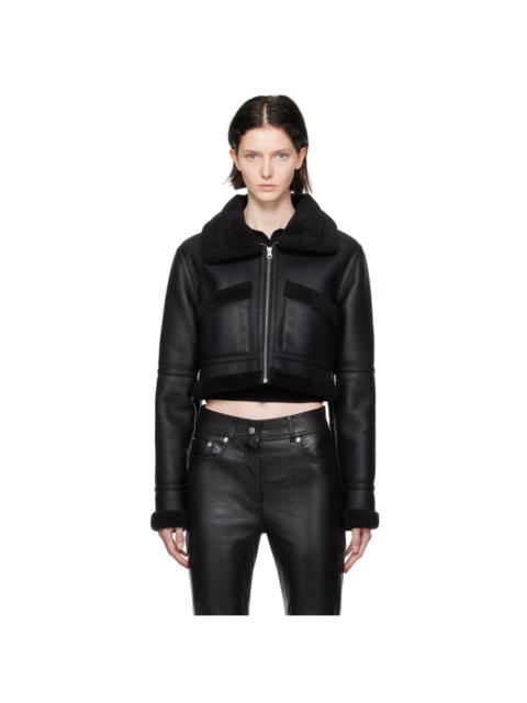 LVIR Black Pin-Buckle Faux-Shearling Jacket