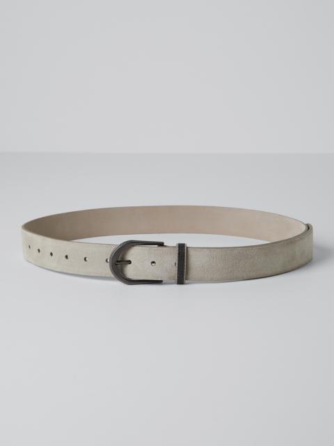 Brunello Cucinelli Suede belt with monili