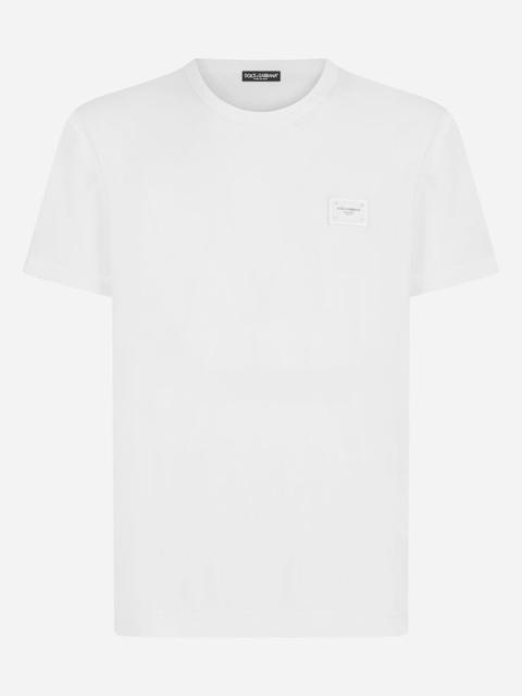 Cotton T-shirt with branded plate