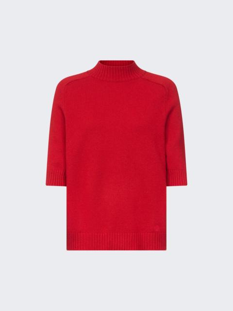 Loulou de Saison Ruth Short Sleeve Cashmere Top Red Melange