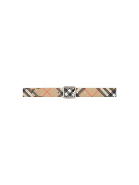 Burberry Beige Reversible Check B Buckle Belt