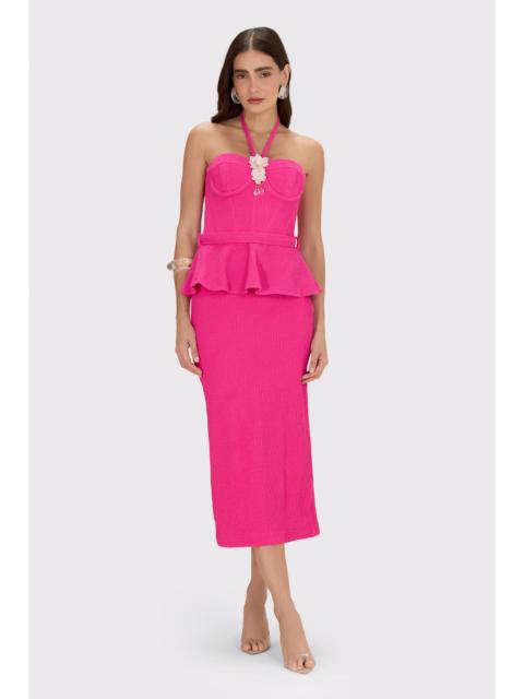 PatBO BREEZE JACQUARD CORSET MIDI DRESS