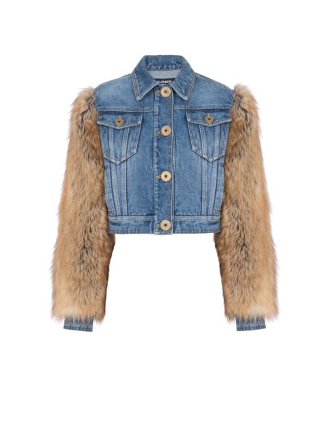 Balmain Denim and faux fur jacket