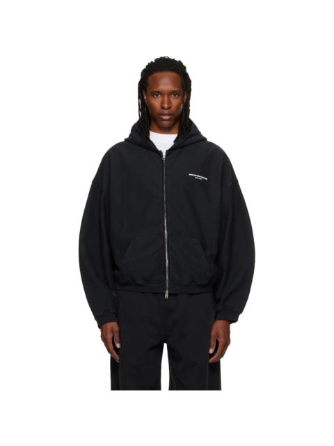 Alexander Wang Black Logo Print Oversized Zip Up Hoodie