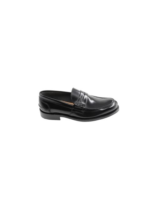 Church's BLACK HAND-STITCHED LEATHER FLAT SHOES