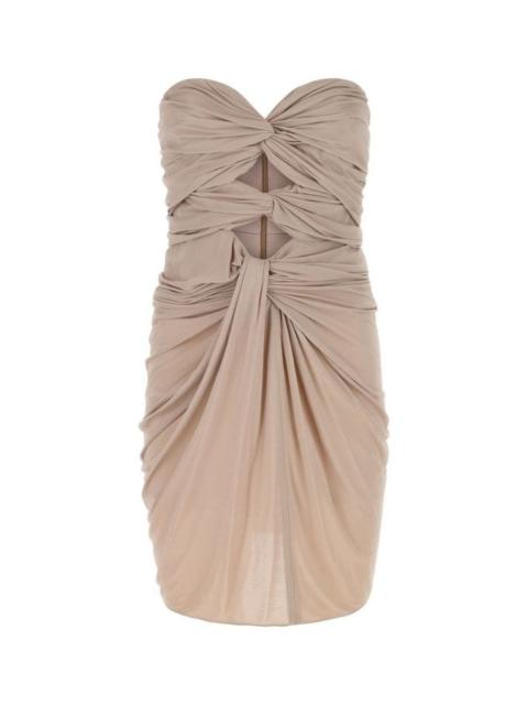 ワンピース SAINT LAURENT Powder Pink Crepe Mini Dress SAME Ruffle Hem Mini Dress | Baby Pink