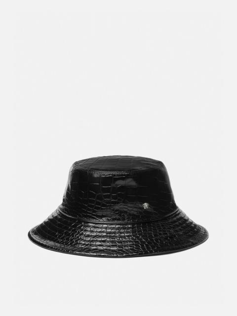 VERSACE Croc-Effect Leather Bucket Hat