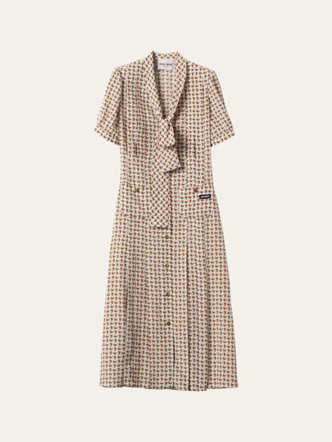 Miu Miu Paisley Print Shirtdress with Tie Neck
