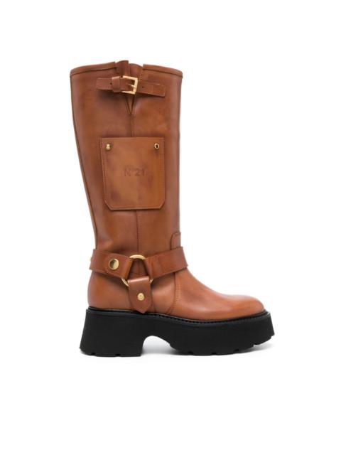 N°21 60mm  debossed-logo leather boots
