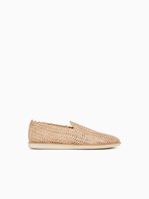 GIORGIO ARMANI LOAFERS WITH CORNELY EMBROIDERY