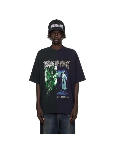 VETEMENTS Navy & Green Cradle of Filth Cut-Up Oversized T-shirt