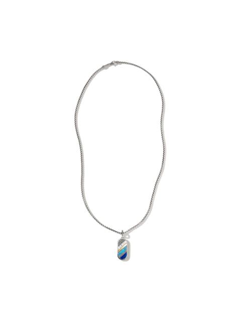 JOHN HARDY Carved Tag Necklace, Silver, Gold, Gemstones
