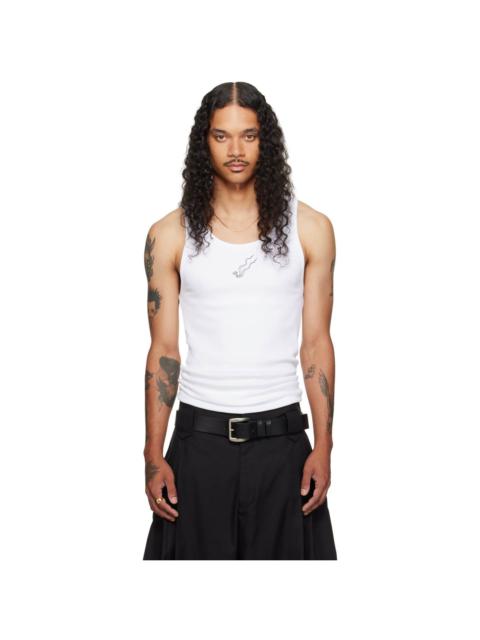 LU'U DAN White Logo Embroidered Tank Top