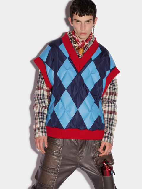 DSQUARED2 ARGYLE PUFFER VEST