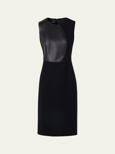 AKRIS Wool and Orbit Leather Sleeveless Sheath Dress