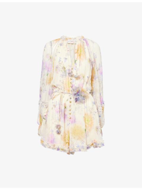 Zimmermann Luna Ruffled Woven Playsuit