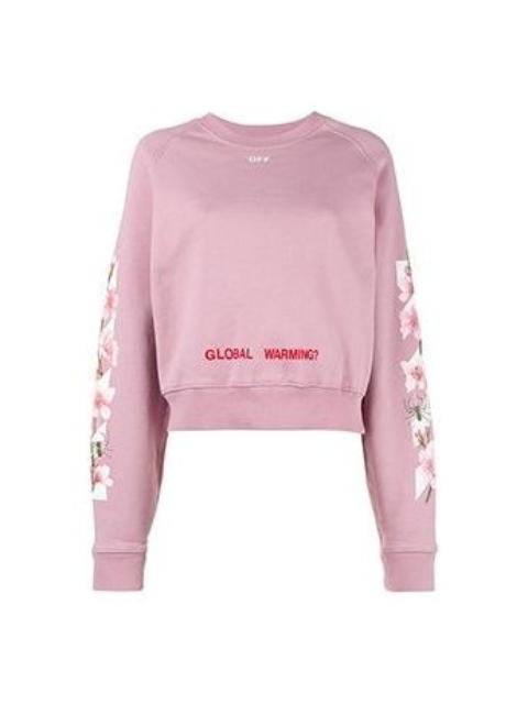 Off-White (WMNS) Off-White C O Virgil Abloh FW Cherry Blossom Crop Cotton Sweatshirt OWBA026E170030502788