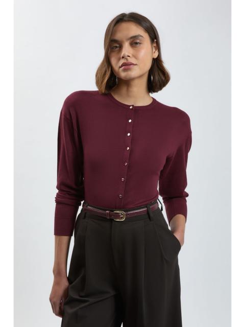 KAREN MILLEN Forever Viscose Blend Knitted Stitch Detail Balloon Sleeve Cardigan