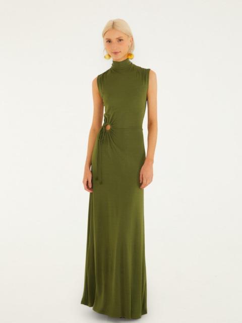 FARM RIO Dark Green High Neck Cut-Out Maxi Dress
