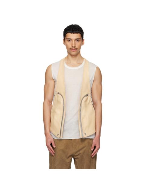 Rick Owens Beige Temple Bauhaus Leather Vest