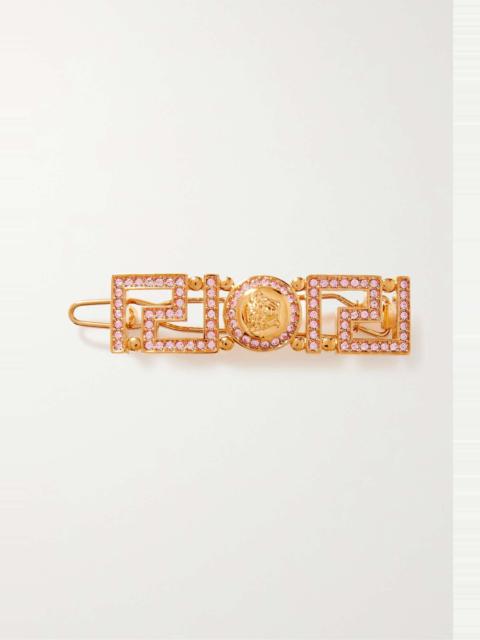 VERSACE Crystal-embellished rose gold-tone hair clip