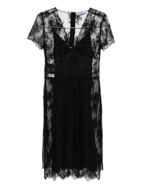 Prada Prada Lace-overlay V-neck Dress