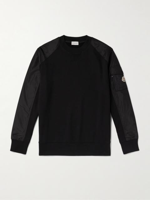 Moncler Padded Shell-Trimmed Cotton-Blend Jersey Sweatshirt