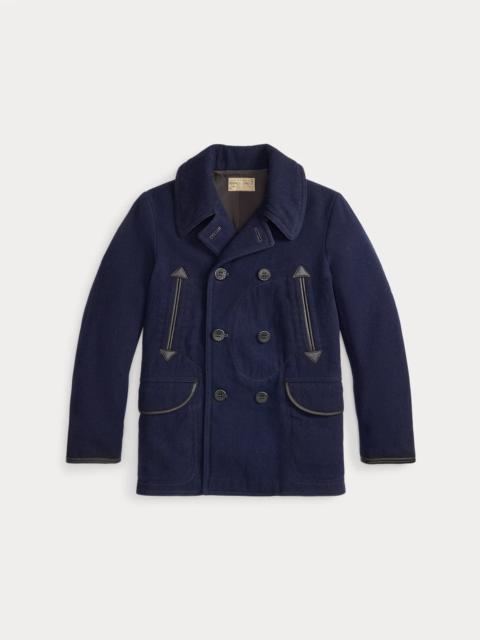 RRL by Ralph Lauren Leather-Trim Wool-Blend Peacoat