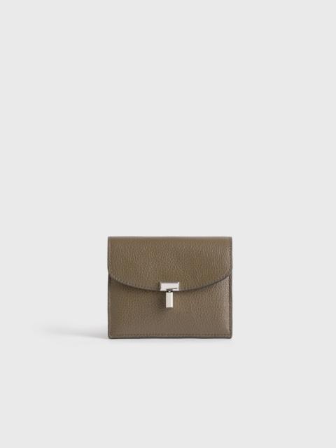 TOTEME T-lock grained-leather cardholder dark taupe