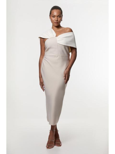 KAREN MILLEN Plus Size Figure Form Bandage Knit Asymmetric Strap Midi Dress
