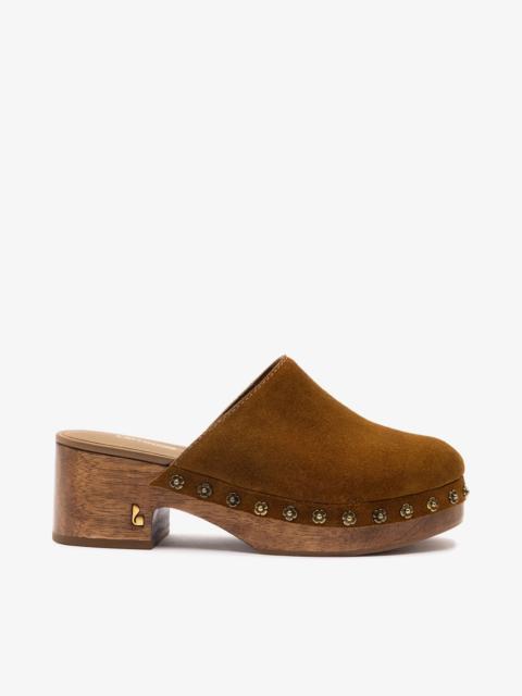 Larroudé Miso Low Clog In Russet Suede