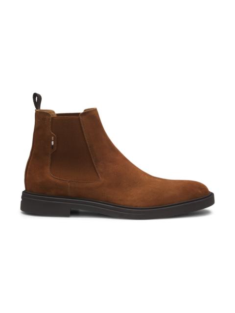 BOSS SUEDE CHELSEA BOOTS WITH SIGNATURE STITCHING