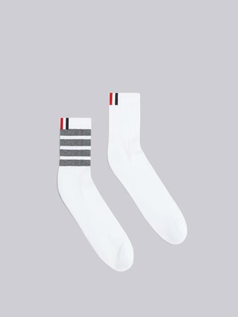 Thom Browne White Cotton Ankle Medium Grey 4-Bar Socks