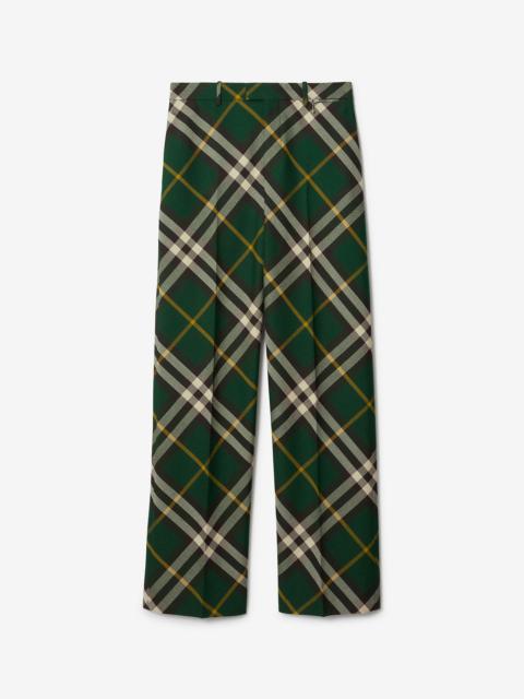 【関税＆送料込み】Burberry Pleated Check Wool Trousers Burberry House Check Wool Trousers 50 Wool in Brown for Men