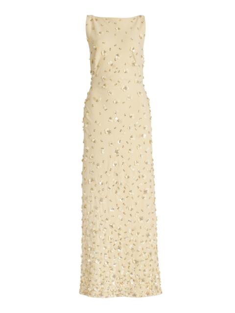 SIMKHAI Claudia Embellished Crepe Maxi Dress yellow