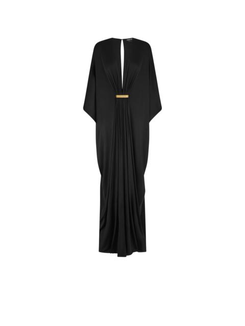 SATIN STRETCH JERSEY DEEP V-NECK KAFTAN