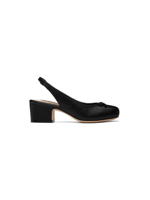 SANDY LIANG SSENSE Exclusive Black Slingback 45 Heels