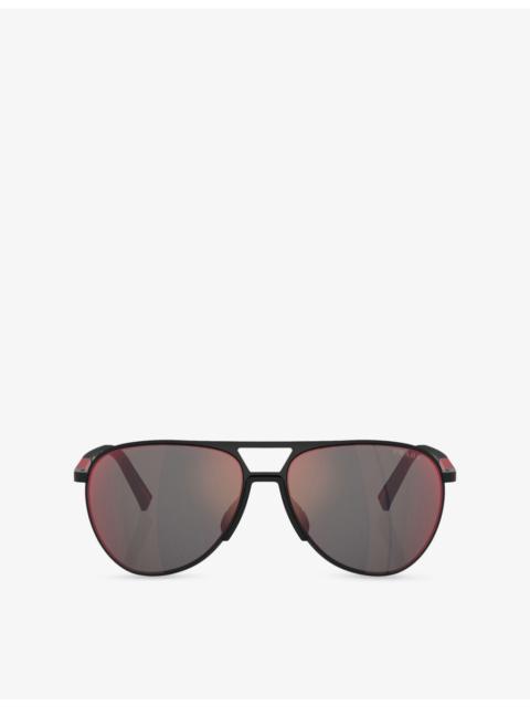 Prada PS 53ZS Pilot-Frame Metal Sunglasses