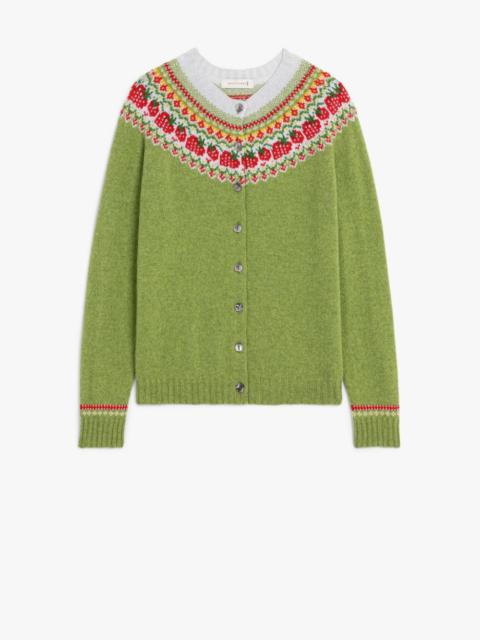 Mackintosh KILLIAN GREEN WOOL FAIR ISLE CARDIGAN