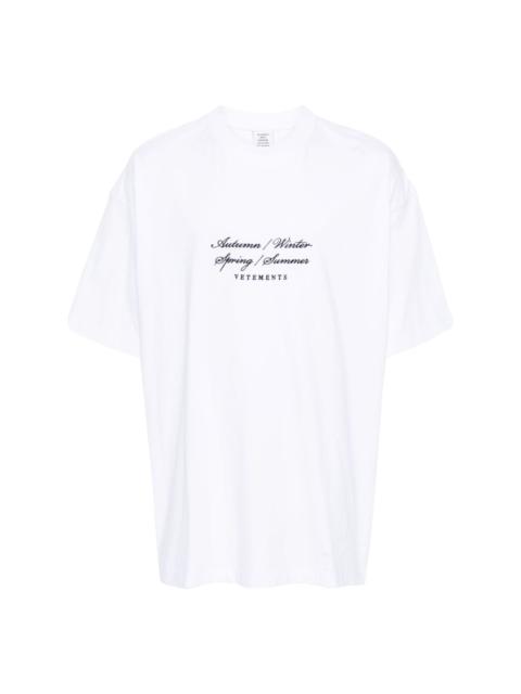 slogan-embroidered cotton T-shirt