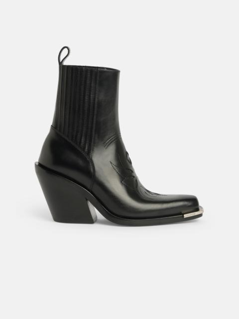 rabanne SANTIAG BOOTIES IN BLACK LEATHER WITH CUT-OUT DETAILING