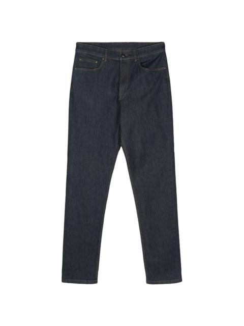 Canali logo-patch mid-rise jeans